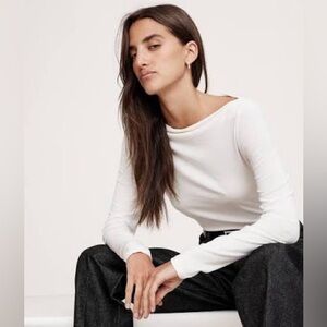 Banana Republic luxe wool-blend boat-neck tee shirt